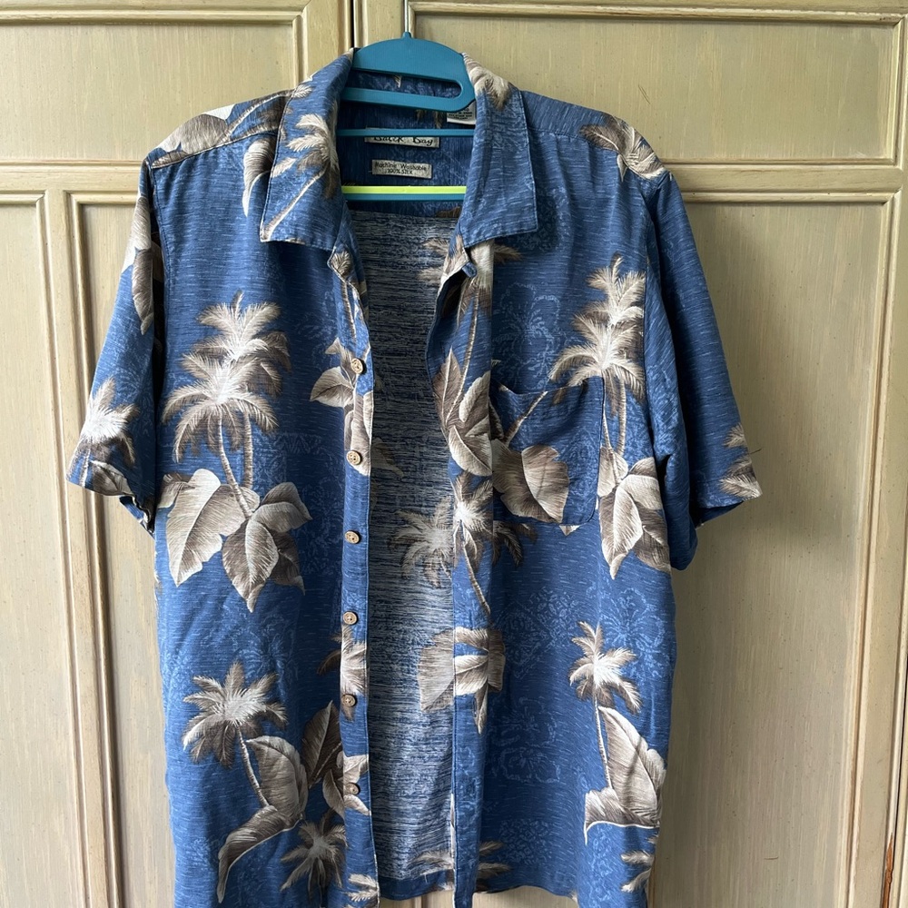 Batik Bay L 100% silk tropical palm shirt